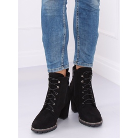 Black high-heeled lace-up boots 7081 Black 2