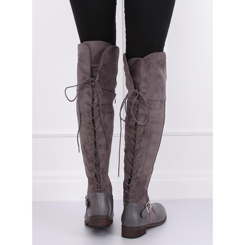 Over-the-knee boots with flat heels gray 688-3 Gray grey 1