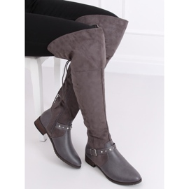 Over-the-knee boots with flat heels gray 688-3 Gray grey 2