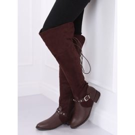 Over-the-knee boots with flat heels brown 688-3 Brown 2
