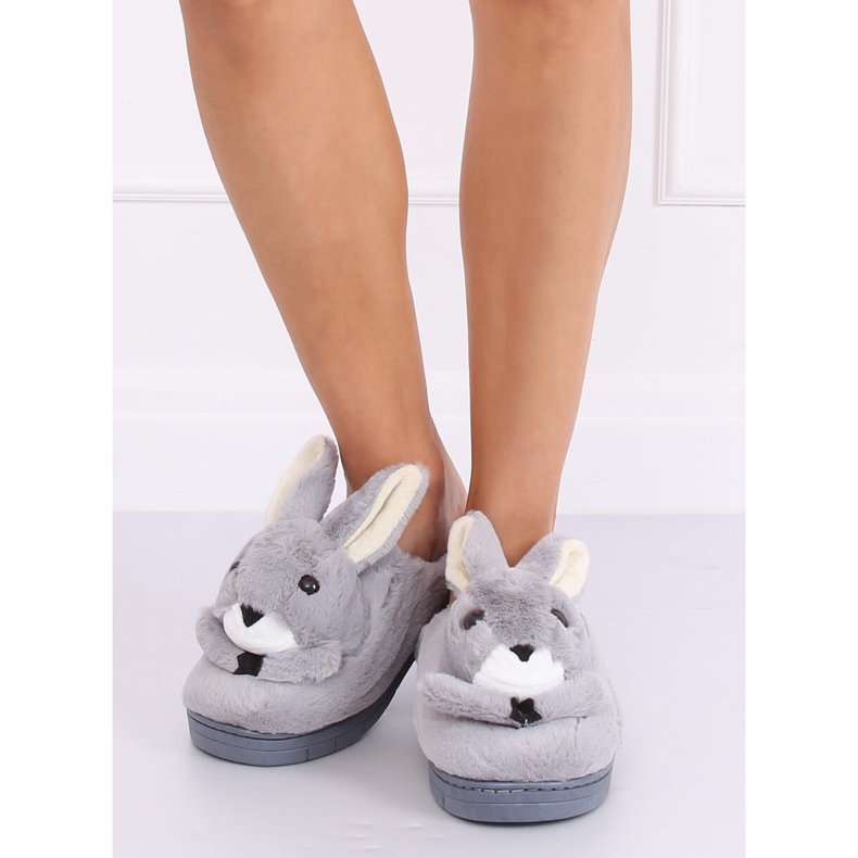 Gray slippers bunnies gray MA17 Gray grey 1