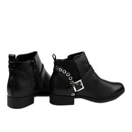 Black flat ankle boots with an elastic band and a Y8159 zipper 1