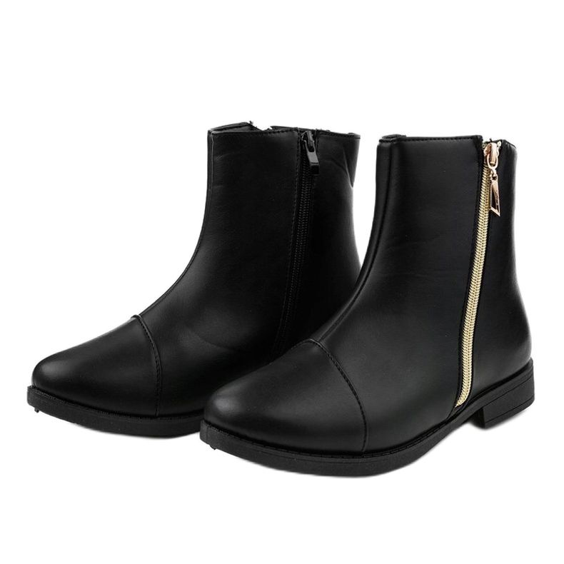 Women's black flat boots CH-7 2