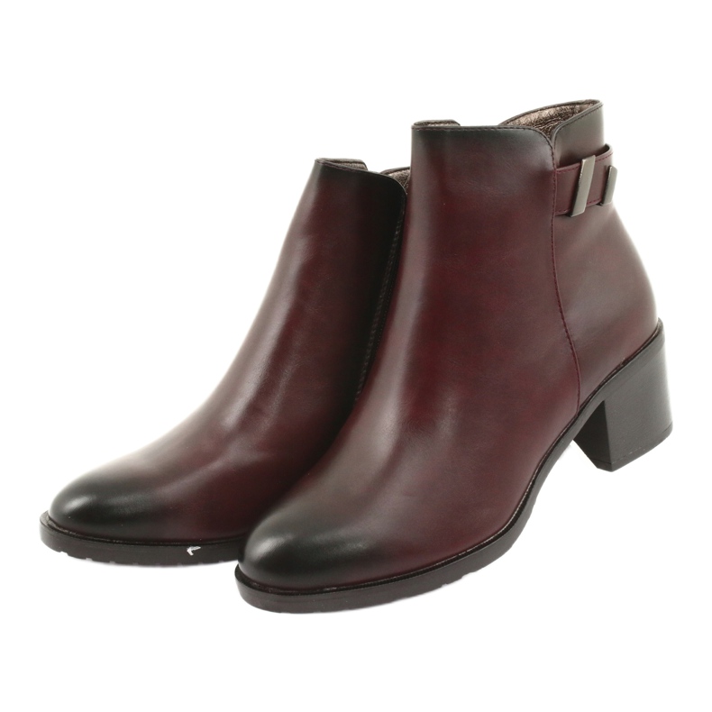 M.Daszyński Boots on the zipper insulated Daszyński SA153 claret red multicolored 3
