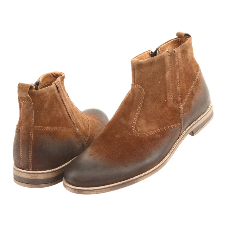 Suede Chelsea boot with a zipper Riko 859 camel brown 3
