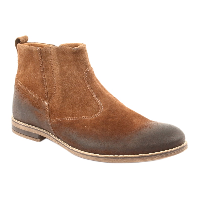 Suede Chelsea boot with a zipper Riko 859 camel brown 1