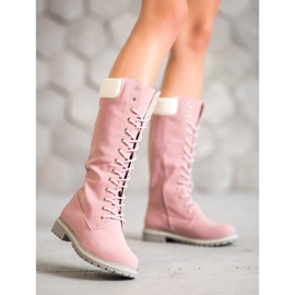 Seastar Warm lace-up boots pink 1
