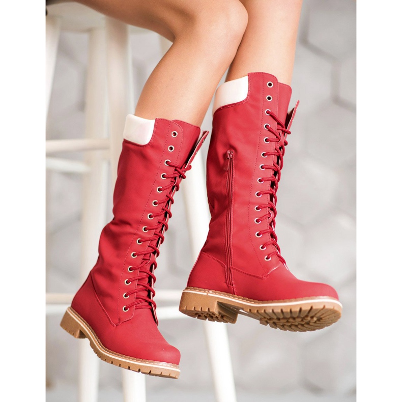 Seastar Warm lace-up boots red 1