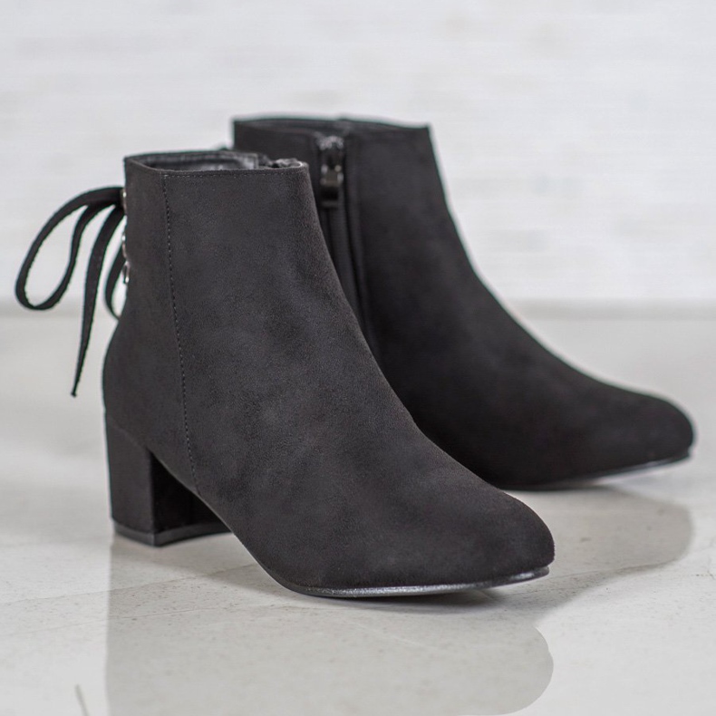 Forever Folie Suede Booties With A Bow black 1