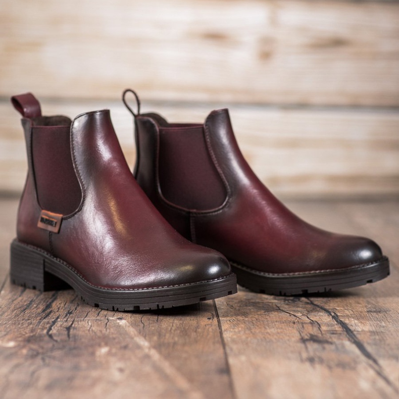 VINCEZA maroon Chelsea boots red 1