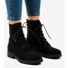 Black suede lace-up boots C-7192 1