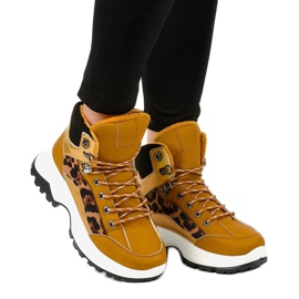 Insulated brown women's sneakers F-19208-3 yellow 1