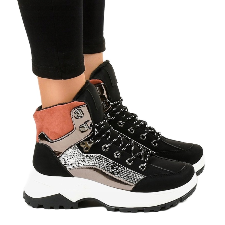Black women's insulated sneakers F-19208-1 multicolored 1