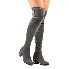 Women's suede boots on the LB-352 post grey 1