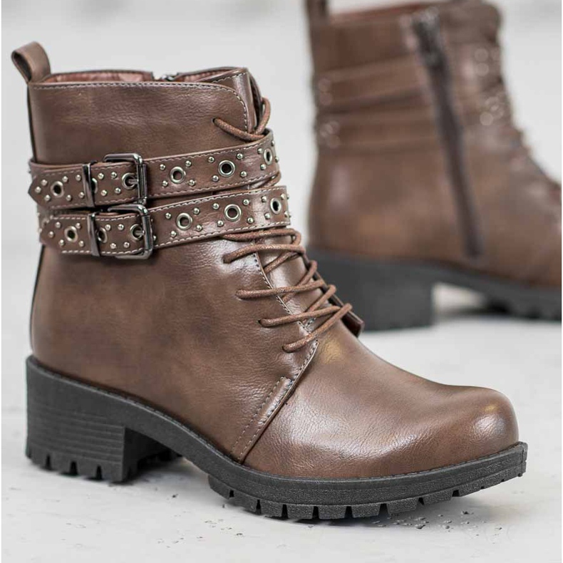 SHELOVET Lace-up Workers brown 1