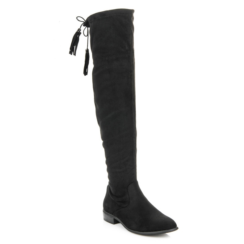 Yes Mile Over-the-knee boots with fringes black 1