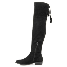 Yes Mile Over-the-knee boots with fringes black 2