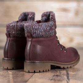 SHELOVET Burgundy lace-up boots red 1