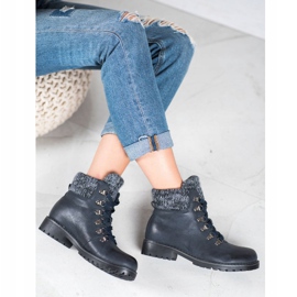 SHELOVET Navy blue lace-up boots 6