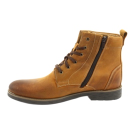 High-heeled ankle boots on the Riko 884 crazy sunny zipper brown yellow 2