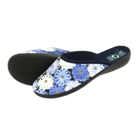 Slippers 3D flowers Adanex 24192 navy blue white yellow 4
