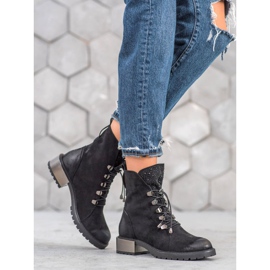Goodin Suede Booties With Ribbed black 1