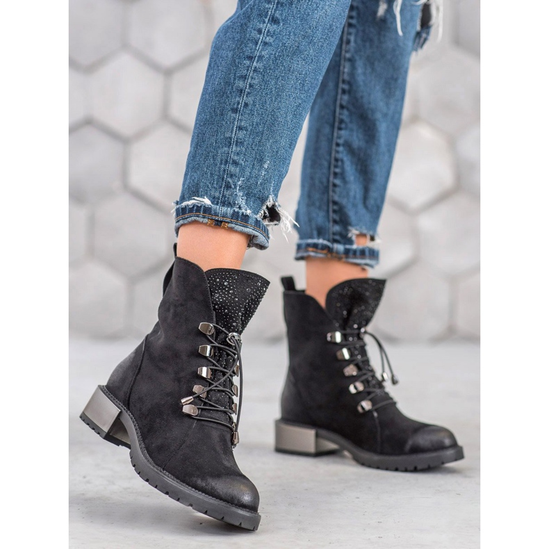 Goodin Suede Booties With Ribbed black 2