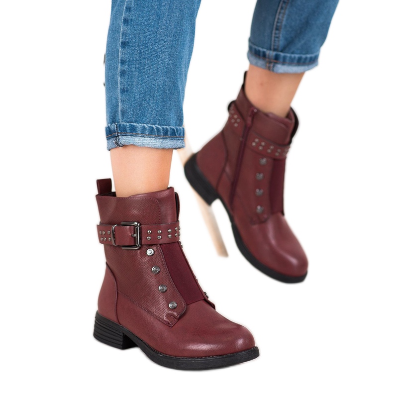 J. Star Burgundy boots with an elastic band red 1