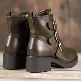 Queentina Olive Booties On The Platform green 2