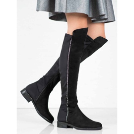 Seastar Over-the-knee boots with cubic zirconia black 1