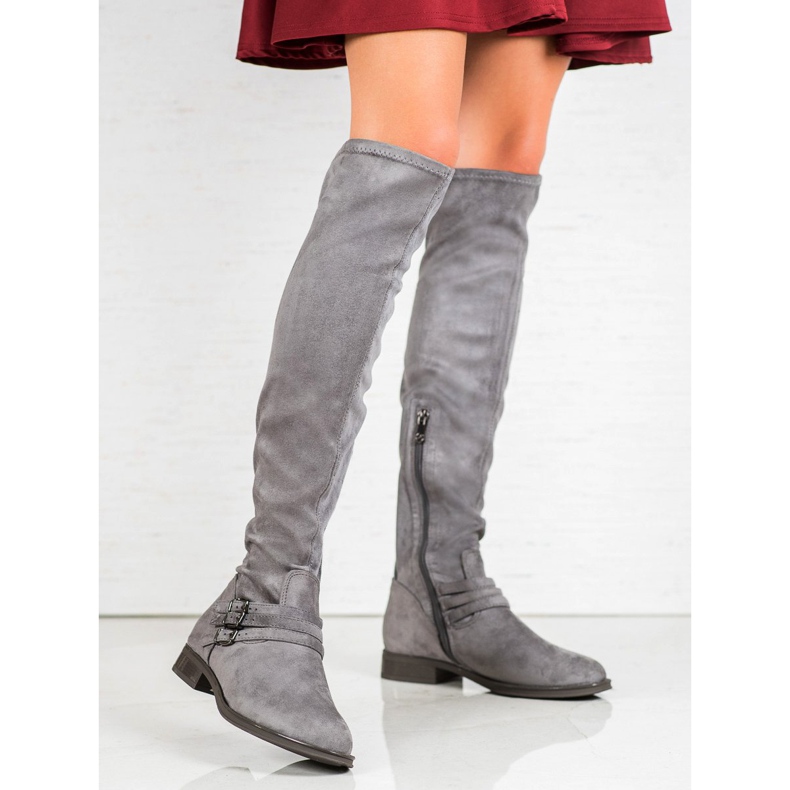 Kylie Flat Heel Boots grey 1