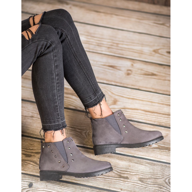 SHELOVET Boots With Studs grey 1