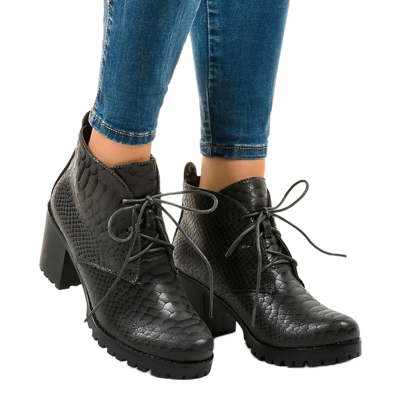 Gray lace-up ankle boots on the TL-24 post grey 1
