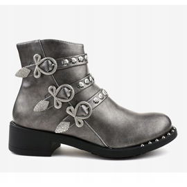 Gray flat ankle boots with HQ2020 studs grey 2