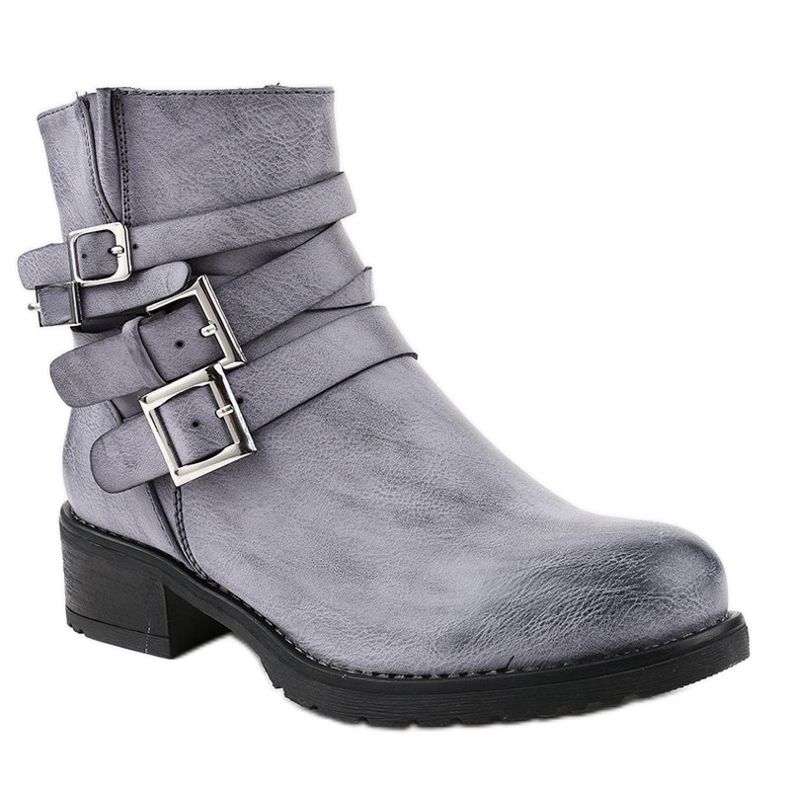 Ladies' navy blue boots with buckles 548-PA 1
