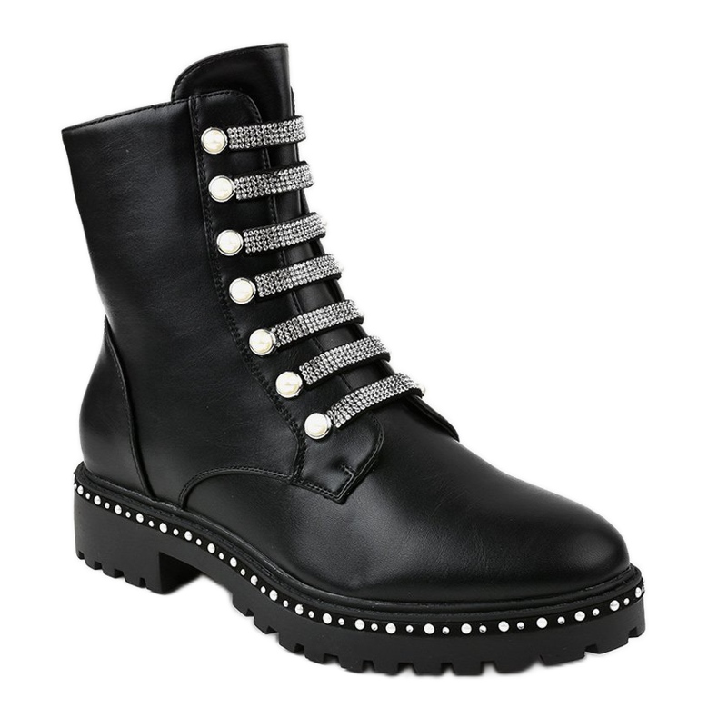 Black flat women's boots A-537 1