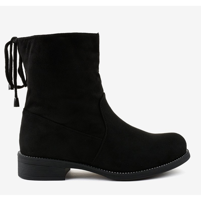 Black suede flat boots 7378-PA 2