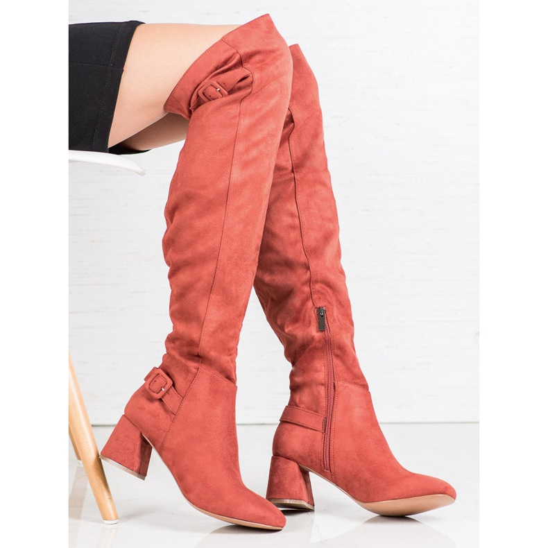 Corina Over-the-knee boots with a buckle orange 1