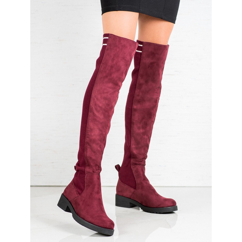 Ideal Shoes Slip-on Suede Boots red 2