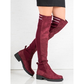 Ideal Shoes Slip-on Suede Boots red 1