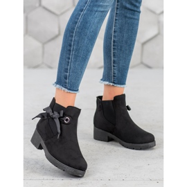 SHELOVET Slip-on Booties With A Bow black 1