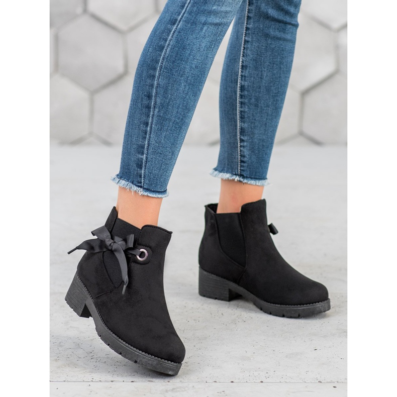 SHELOVET Slip-on Booties With A Bow black 1