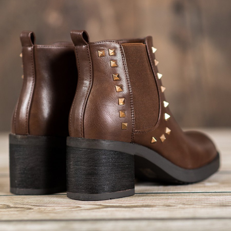 Top Shoes Boots With Studs brown 1