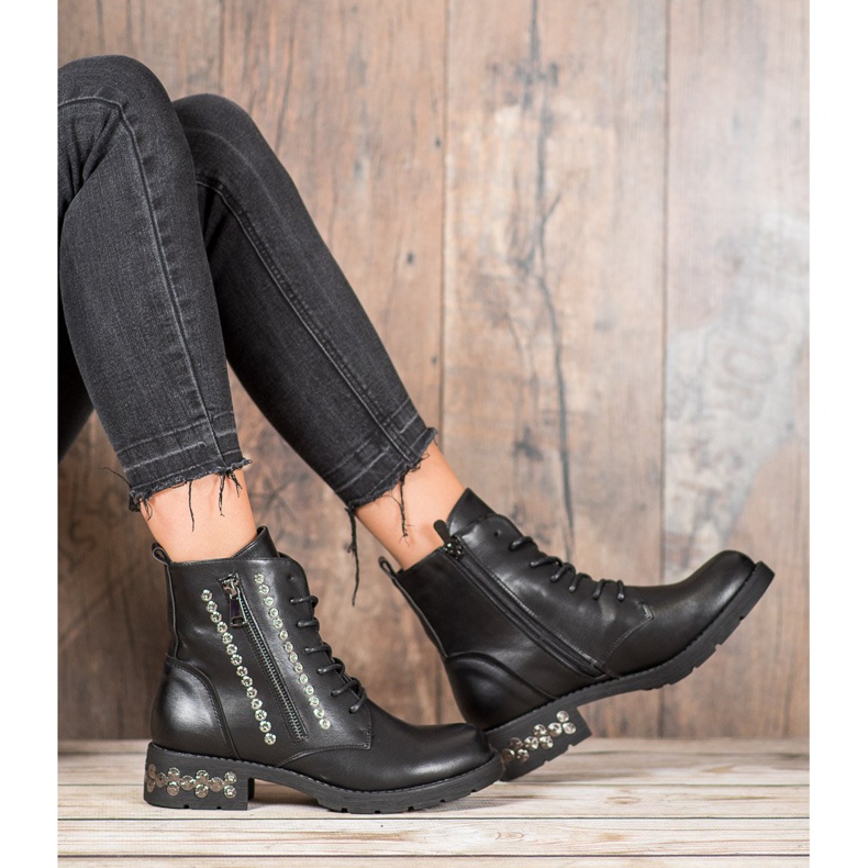 Janessa Lace-up boots with jets black 1