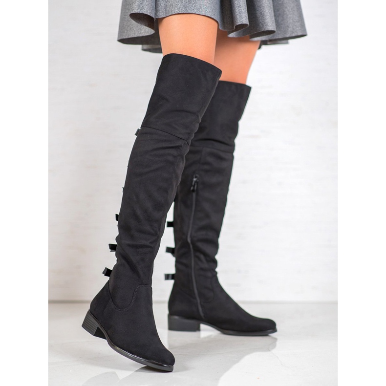 Forever Folie Suede Musketeers With Bows black 2