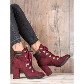 Sweet Shoes Lace-up Booties On A Post red 2