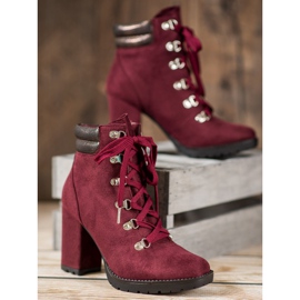Sweet Shoes Lace-up Booties On A Post red 1