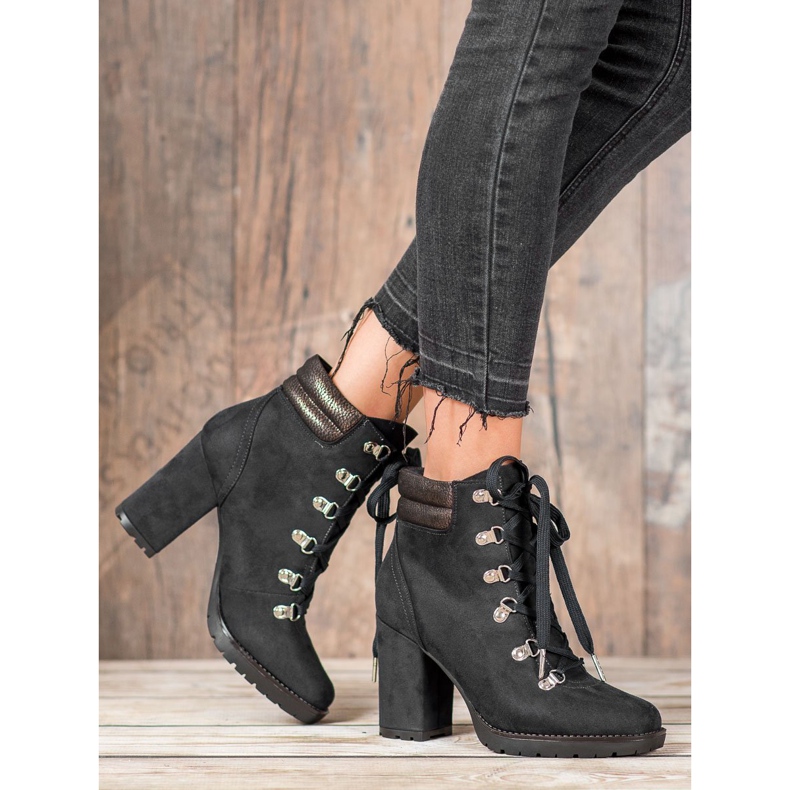 Sweet Shoes Lace-up Booties On A Post black 1