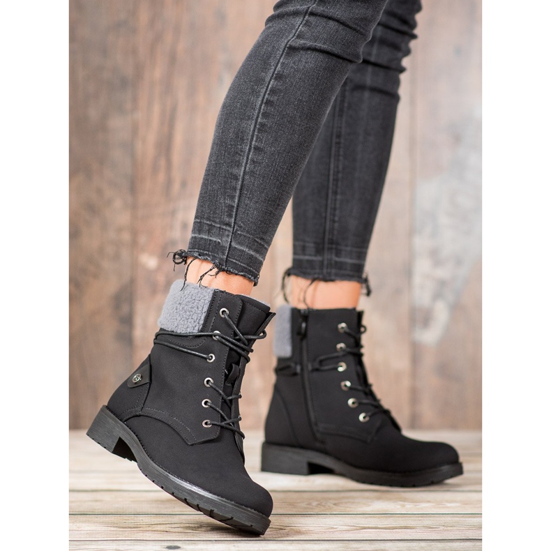 Kayla Trappers With Sheepskin black 1