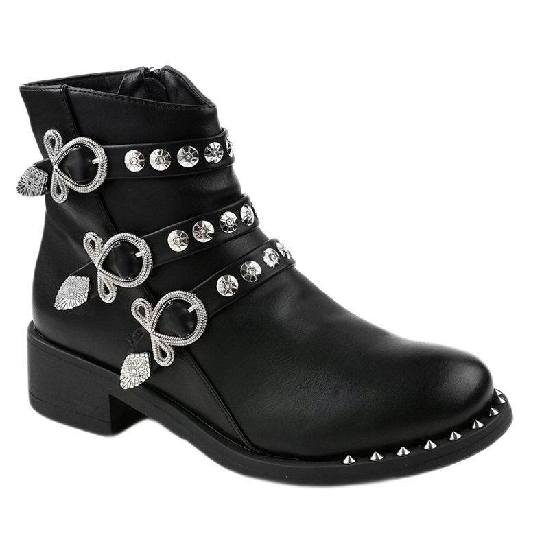 Black flat ankle boots with HQ2020 studs 1